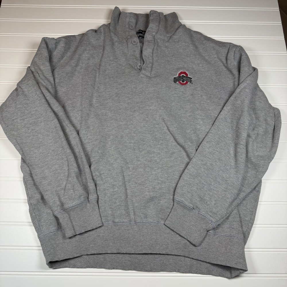 Vintage‎ Crable Sportswear Ohio State Men's Large Gray 1/4 Button 100% Cotton